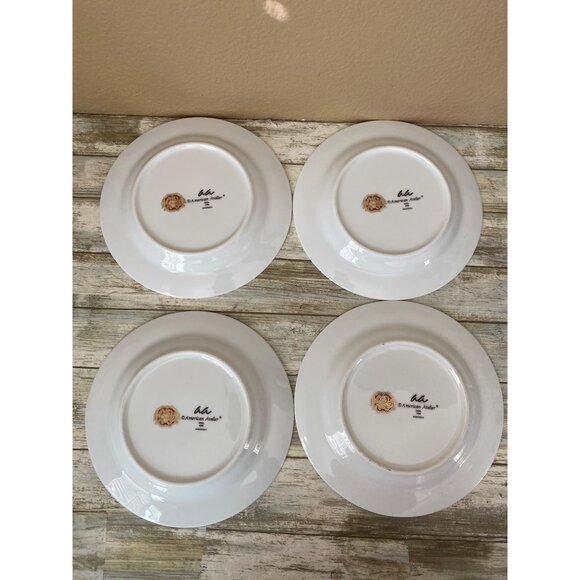 Set of 4 American Atelier Noel Salad Dessert Plates 8” Green Gold Red Holiday - Picture 10 of 13